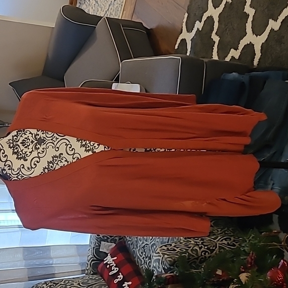 Soft Surroundings sz medium rust colored cardigan sheer back WT277 - Picture 1 of 7